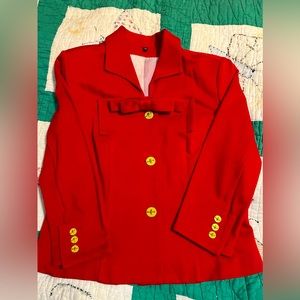 CABI red blazer with gold buttons